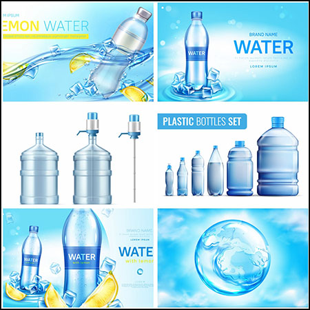 8套纯净水饮料饮水器海报插图背景1