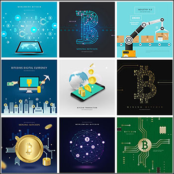 15款科技感未来货币比特币网络虚拟经济海报插图PSD模板