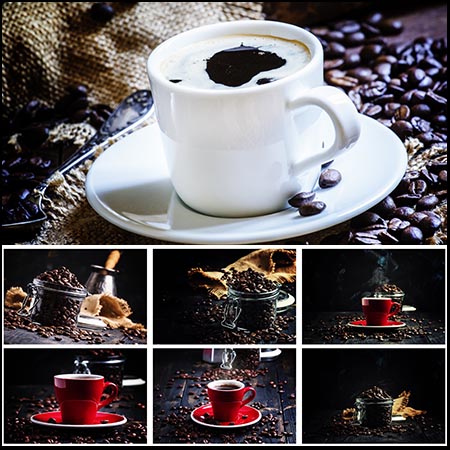 30款咖啡和咖啡机咖啡豆场景高清JPG图片