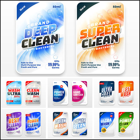9套超级清洁洗洁用品广告标签16图库矢量素材精选