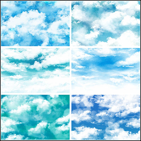 7款蓝色天空和白云易图库矢量背景精选素材