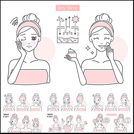 女孩化妆美颜贴面膜卡通插画素材中国矢量素材精选