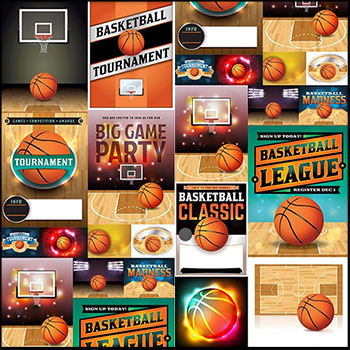 15款篮球和篮球场海报背景插图素材