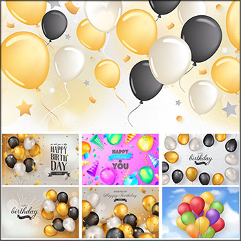 7款生日快乐气球装饰横幅16图库矢量背景精选素材
