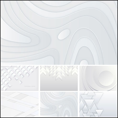 8款立体几何多边形白色抽象背景素材中国矢量素材精选