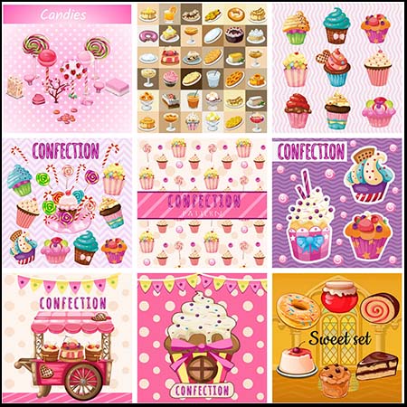 15款漂亮精致的甜品冷饮甜甜圈易图库矢量图标精选