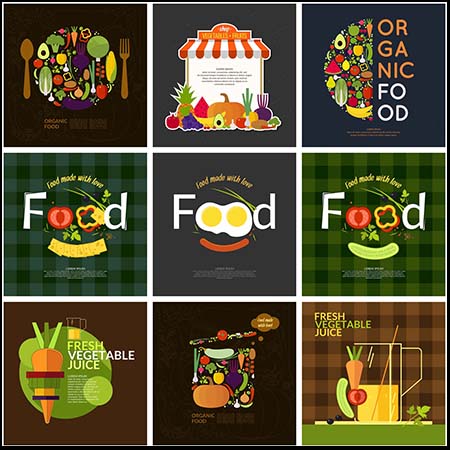 食物和蔬菜背景素材中国矢量插图精选