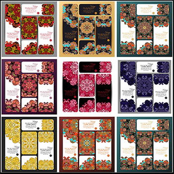 8套欧式复古花纹背景卡片吊牌16设计网矢量素材精选