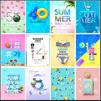 25款清凉夏季旅游渡假促销海报PSD分层模板