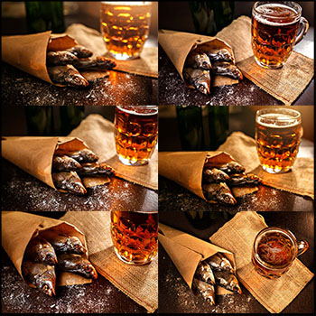 咸鱼干和啤酒JPG高清图片
