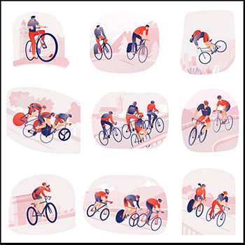 7套骑自行车体育运动UI插图素材天下矢量素材精选