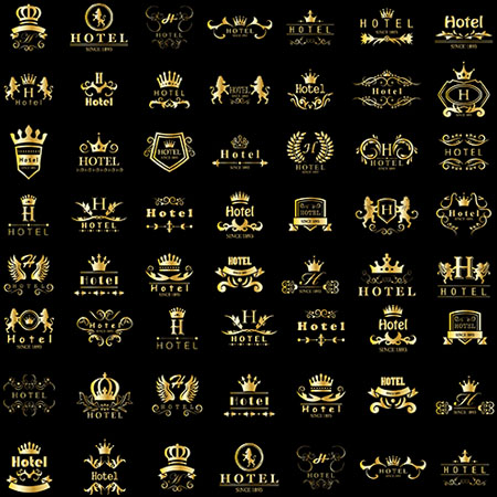 8套金色欧式酒店LOGO标志徽标素材