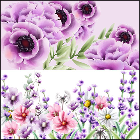 7款盛开的鲜花花卉素材中国矢量插图精选