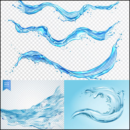 8款泼出去的水和溅起的水素材中国矢量插图精选