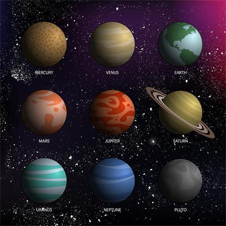 漂亮的九大行星素材中国矢量插图精选