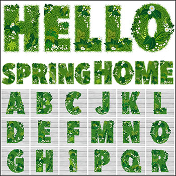 26个春季绿色植物英文字母16设计网矢量素材精选