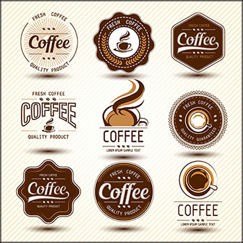 4套咖啡店咖啡杯灰色图标LOGO标志