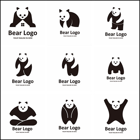 9款可爱卡通抽象熊猫LOGO图标16图库矢量素材精选