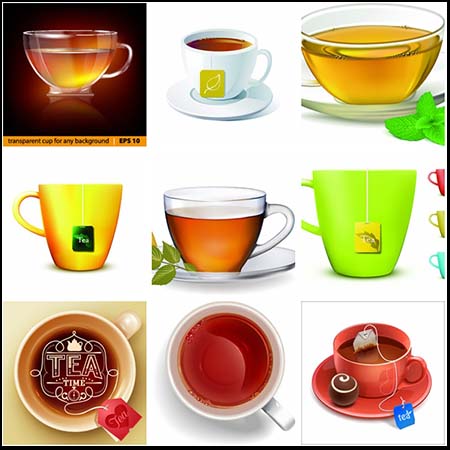 10款泡着红茶的茶杯易图库矢量素材精选