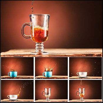 茶杯里溅起的饮料和水JPG高清图片