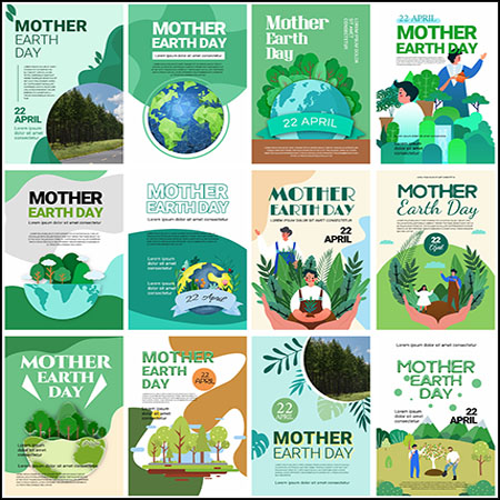 20款国际地球母亲日地球保护日海报PSD模板