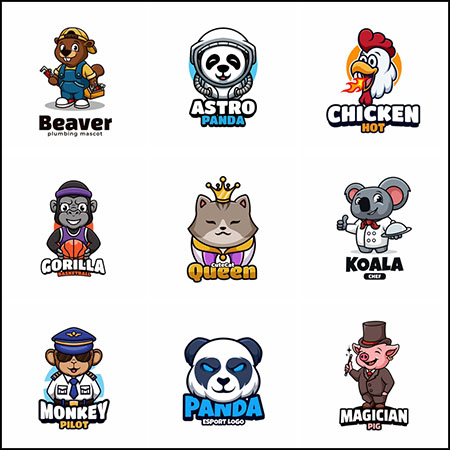 9款可爱卡通动物拟人化企业LOGO徽