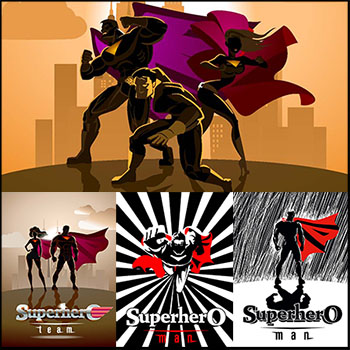 DC漫画男超人女超人超级英雄16设计网矢量插图精选