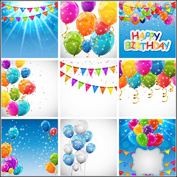 9款彩旗彩色气球生日派对背景16图库矢量素材精选