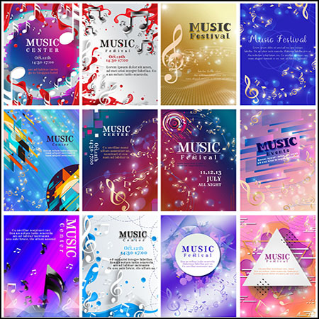 15款音符音乐乐器教育宣传海报PSD分层模板