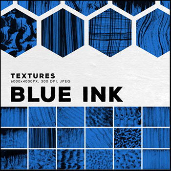 30款手工蓝色抽象墨水纸纹理JPG高清图片