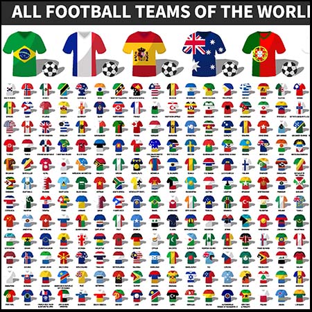 世界上所有足球队球衣16图库矢量模板精选