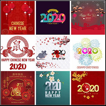 2020中国风数字鼠年春节背景易图库矢量素材精选