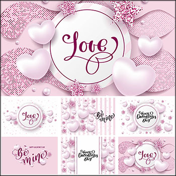 6款粉色背景情人节创意艺术字装饰