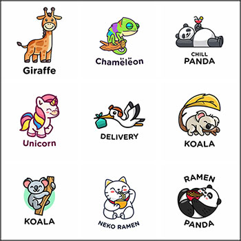 11款可爱卡通动物企业LOGO徽标公司标志16图库矢量素材精选