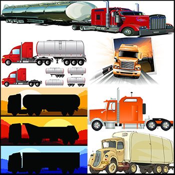 10款卡车货车运输车16设计网矢量插图精选