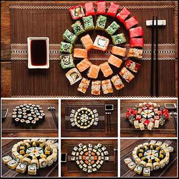 16款拼盘造型的美味寿司JPG高