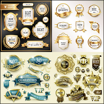 5套金色豪华欧式促销打折贵族LOGO标志素材中国矢量图标精选