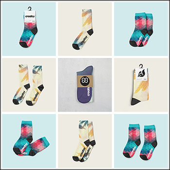 19款长袜运动袜棉袜吊牌印花品牌提案PSD贴图样机