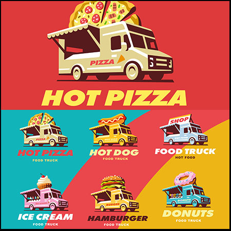 披萨汉堡冰淇淋快餐车16设计网矢量图标精选