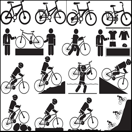 自行车和骑自行车的人插图