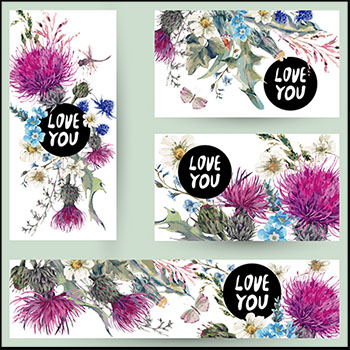 复古天然花卉背景贺卡邀请卡卡片16设计网矢量背景精选素材