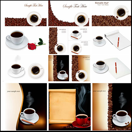 咖啡豆咖啡菜单等16图库矢量背景精