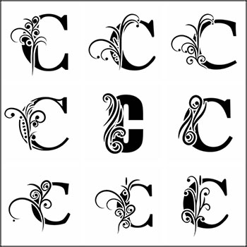 9款欧式花纹艺术C字母矢量LOGO标志素材