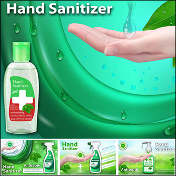6款洗手液绿色横幅海报素材中