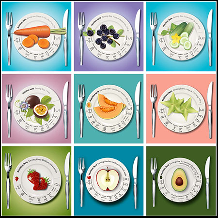15款蔬菜水果营养餐矢量概念样机模