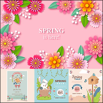 12款春季夏季花环装饰促销打折横幅广告海报16图库矢量素材精选