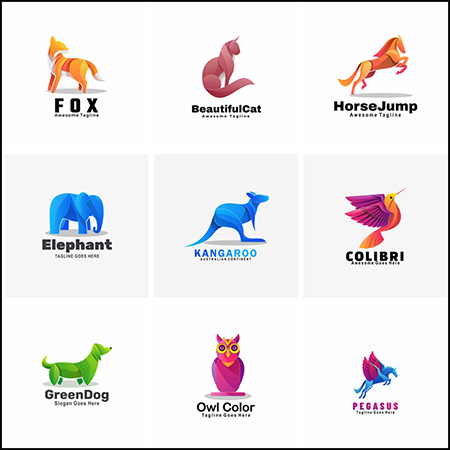 10款可爱抽象卡通动物LOGO标志16设计网矢量图标精选