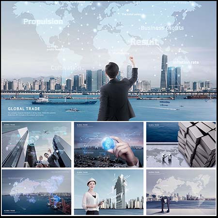 全球化贸易科技商务地球物流海报背景PSD分层模板