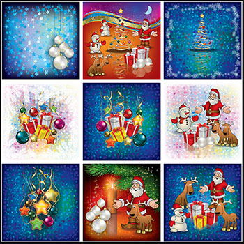 48款圣诞节圣诞老人雪人和麋鹿圣诞树易图库矢量背景精选素材