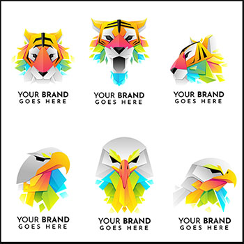 6款老鹰和老虎动物头像LOGO标志16设计网矢量插图精选